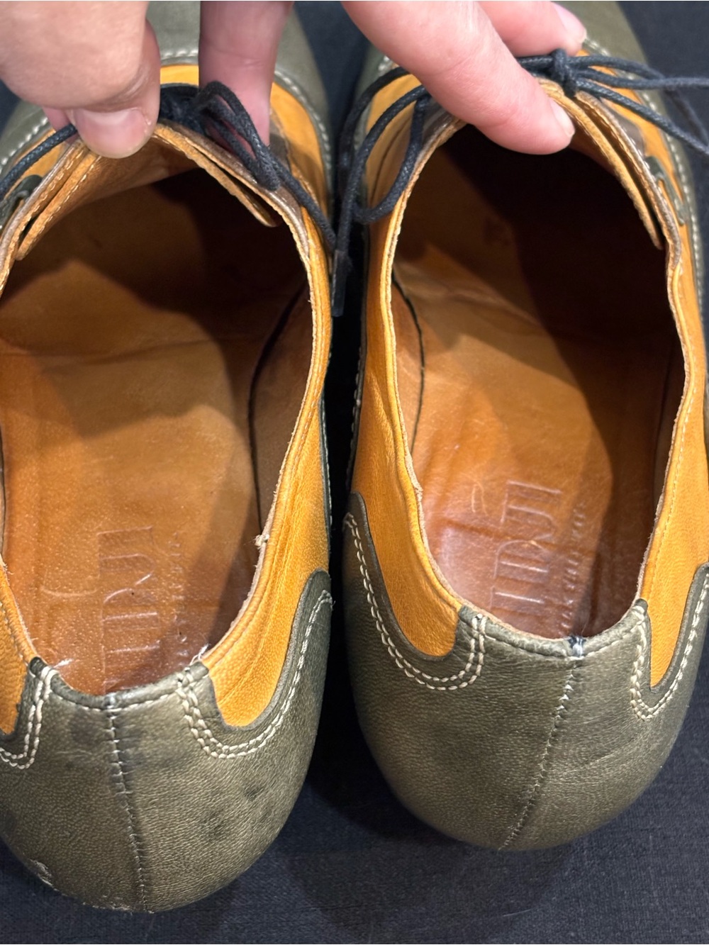 FIDJI Portugal Leather Lace-Up Oxfords EU 40 US 9 Olive Tan Artisan Lagenlook - Picture 6 of 10